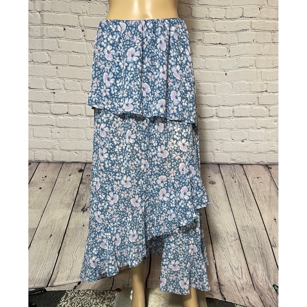 New Free People Romance Me Blue Floral Half Slip Skirt Size S